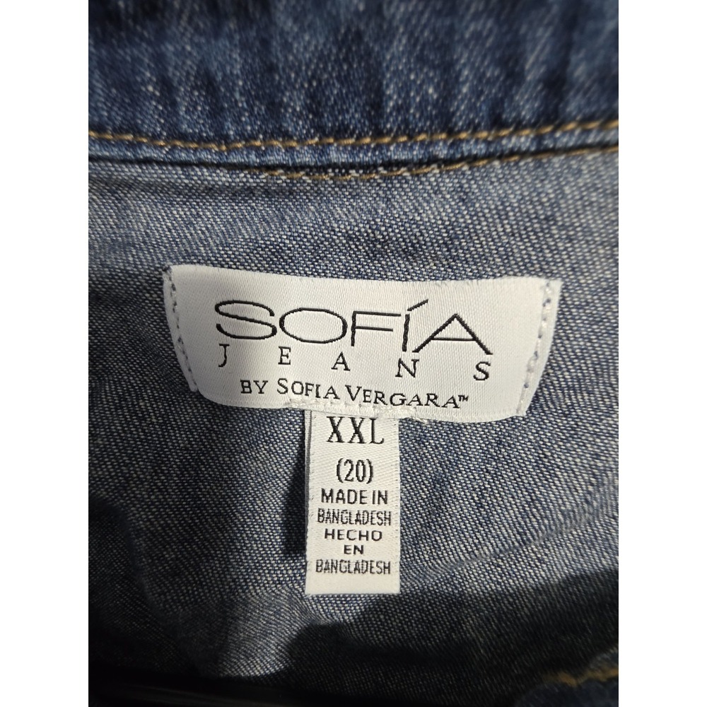 Sofia Jeans by Sofia Vergara Denim Shirt Women's XXL 20 Chambray Button Front - Picture 3 of 16